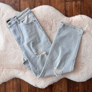 Kendall & Kylie Light Wash Blue Distressed Iconic High Rise Straight Women Sz 30